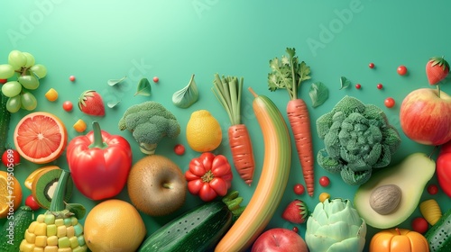 Assortment of fresh fruits and vegetables