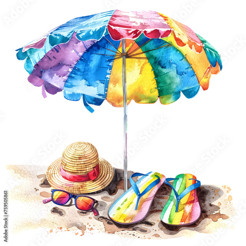 beach accessories for summer holiday clipart photo