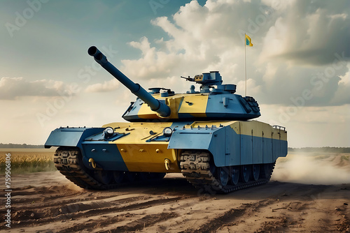 A tank with a Ukraine flag on top of it, Going to war