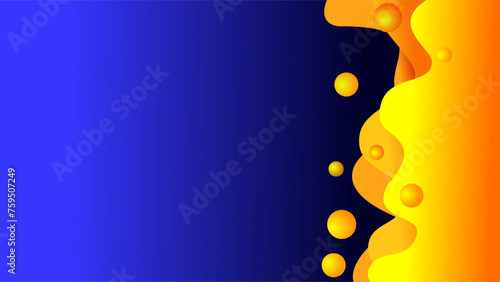 Orange colors waves liquid flowing shapes over dark blue gradient background