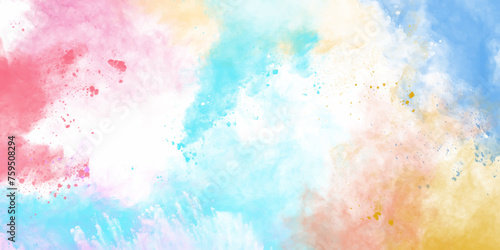 Abstract background with blue and pink watercolor paint. abstract color powder explosion on white background. Freeze motion of dust splash. Artwork for creative banner, card, template, design vector. photo