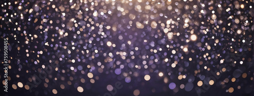 Background of Abstract Glitter Lights in Lavender, Champagne, and Charcoal. Defocused Banner.