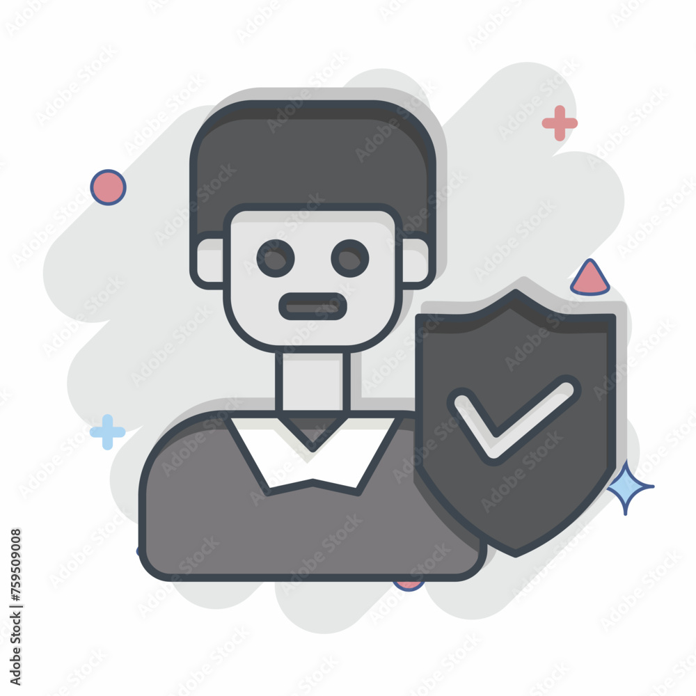 Icon Male Insurance. related to Finance symbol. comic style. simple design editable. simple illustration