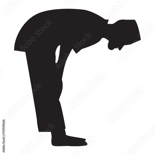 Silhouette of Muslim Praying, Muslim Shalat Silhouette Vector