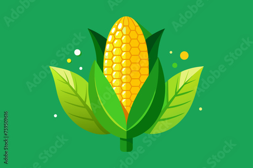 A picturesque arrangement of golden ears of corn against a vibrant green backdrop, offering a rich and inviting composition for culinary or nature-inspired imagery.