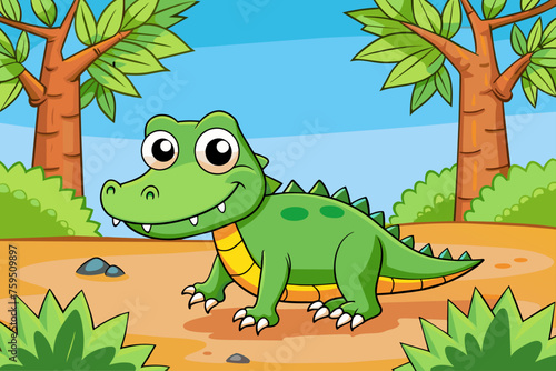 crocodile cute background is tree