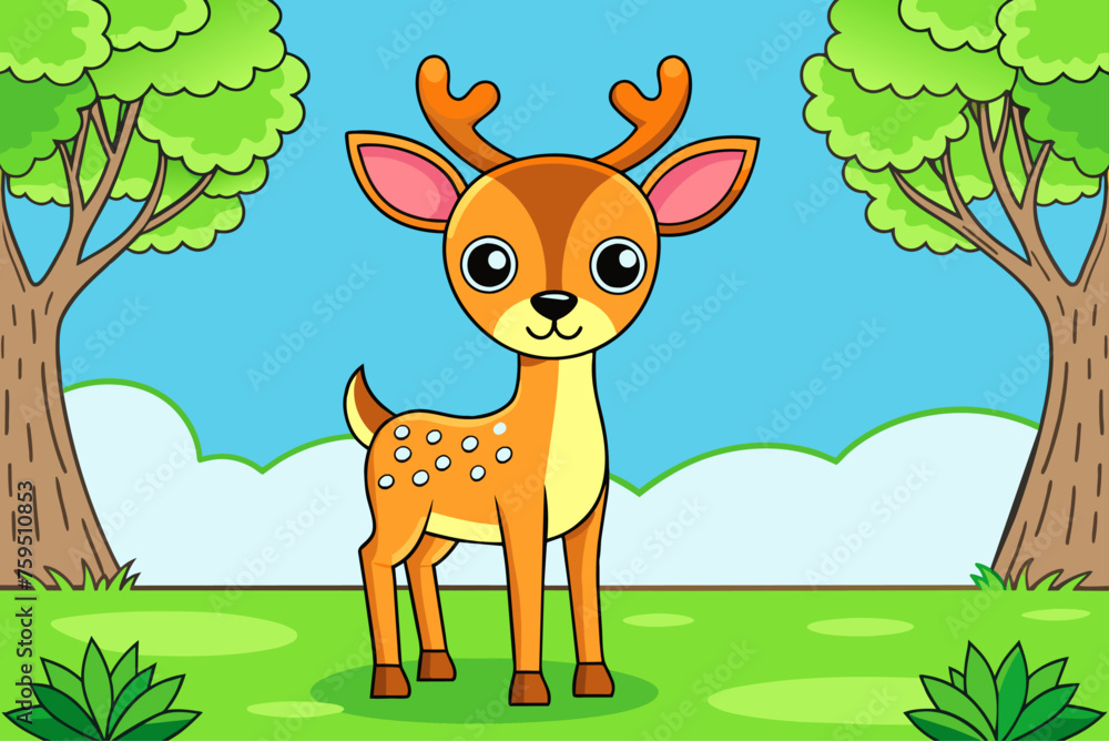 deers cute background is tree