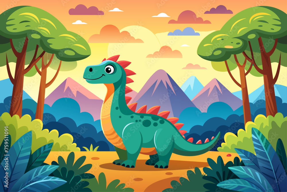 Naklejka premium dino background is tree 