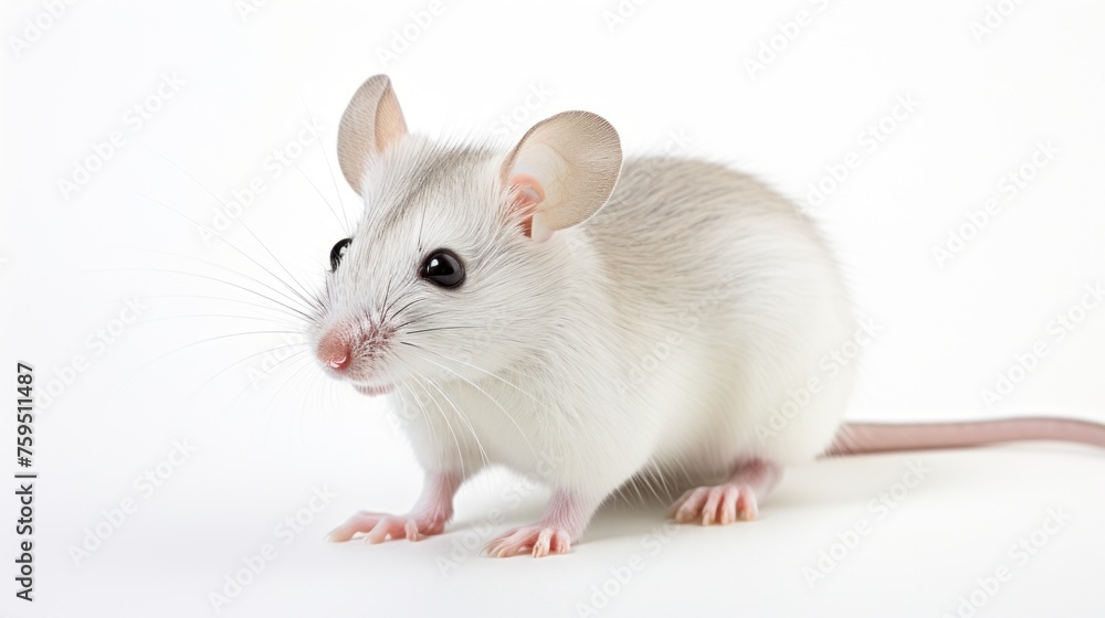 A white mouse with pink paws and a pink nose A white mouse with pink paws and a pink nose