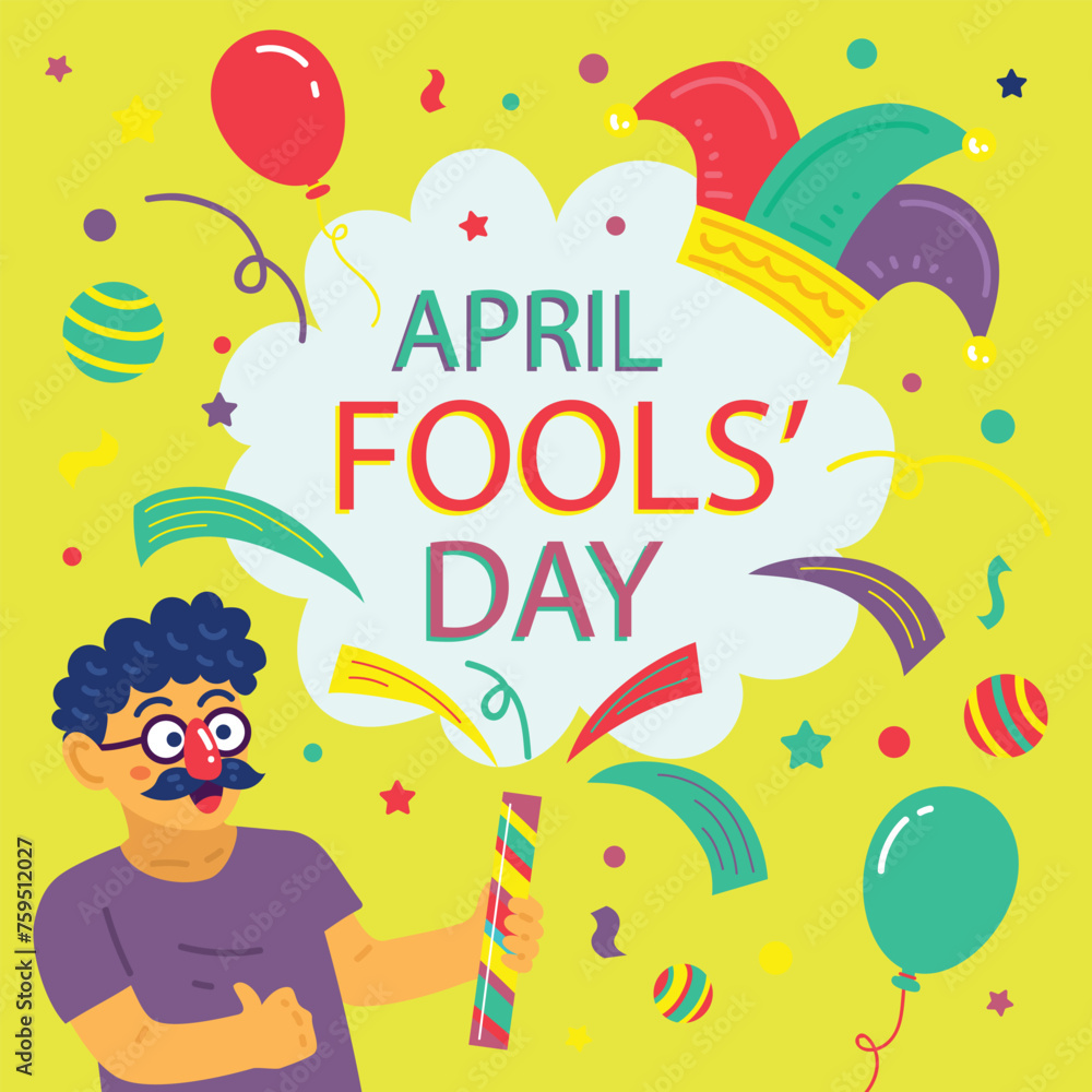 April fools day with funny prank illustration vector background design for April fools day event