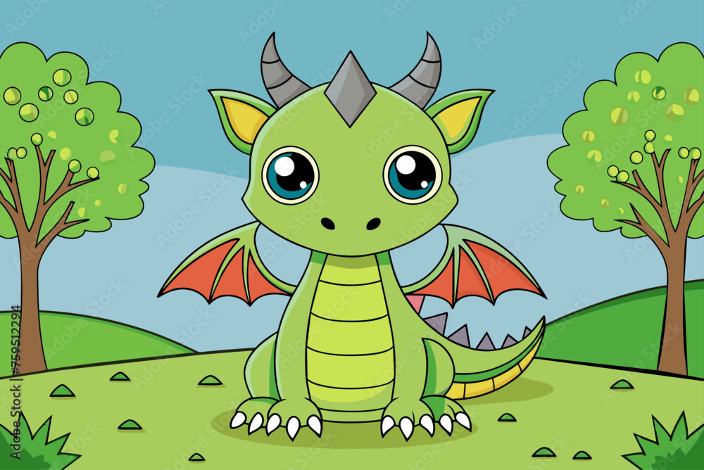 Obraz premium dragon cute background is tree