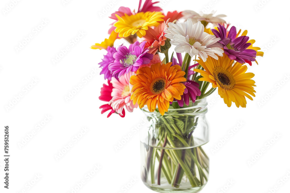 Flowers Glass Jar on transparent background,