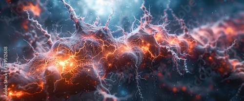 microscopic photography of alien glowing and charged with electricity superorganism, Background HD For Designer