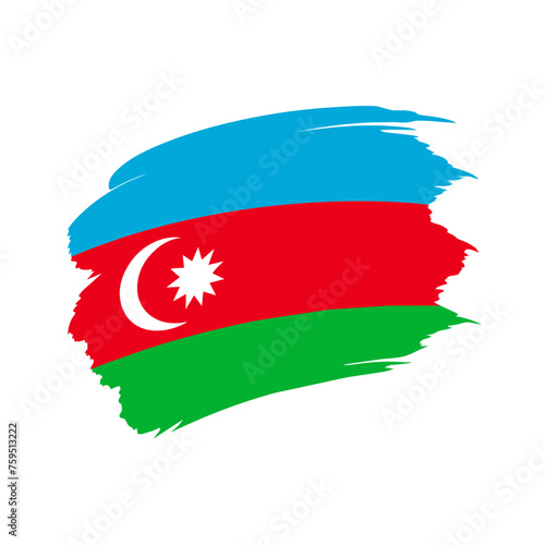Azerbaijan Country flag and Brush Strokes Vector Illustration