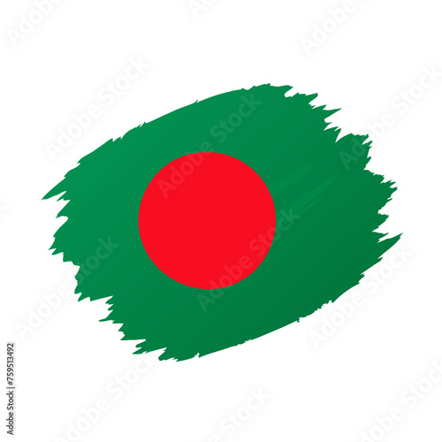 Bangladesh Country flag and Brush Strokes Vector Illustration