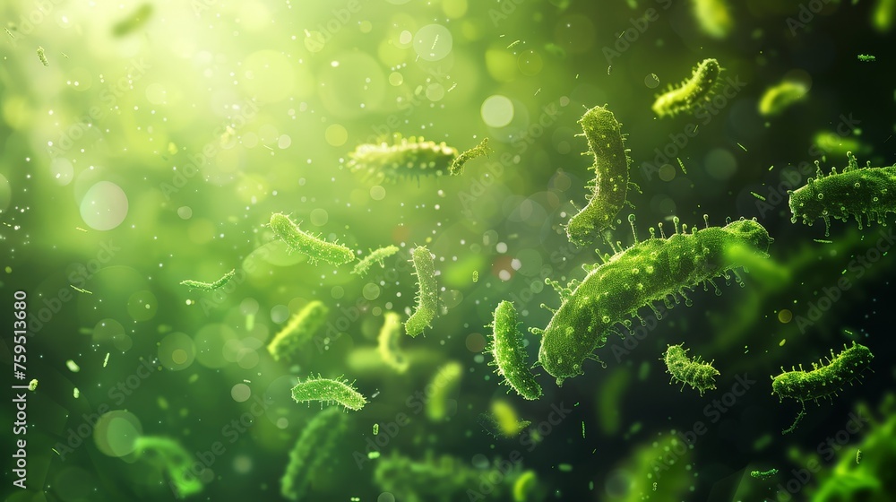 Close up background of green bacteria germs. Close up background of green bacteria germs.