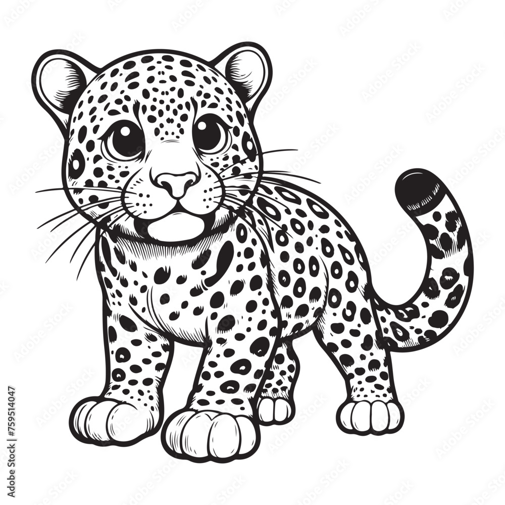 Line art of leopard cartoon vector Line art of leopard cartoon vector
