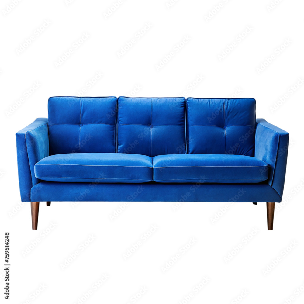 Blue leather sofa isolated on transparent background. Blue leather sofa isolated on transparent background.