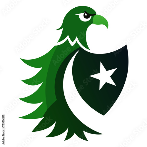 Eagle with peace sign Pakistani Flag Vector Illustration