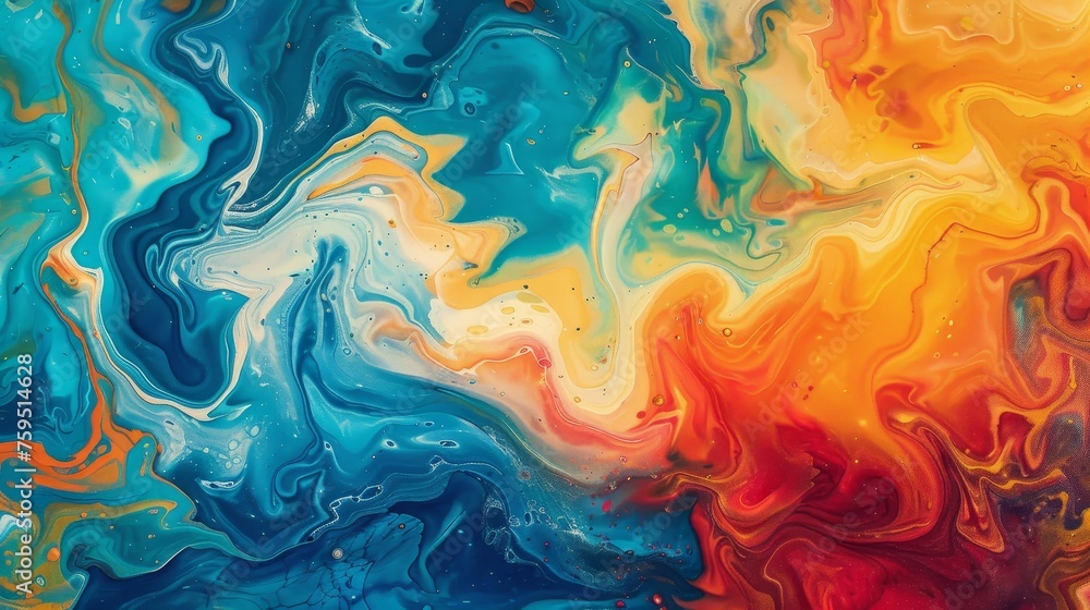 Colorful Abstract Painting with Swirls and Swirls in Various Shades