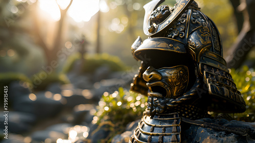 Portrait of samurai in traditional armor