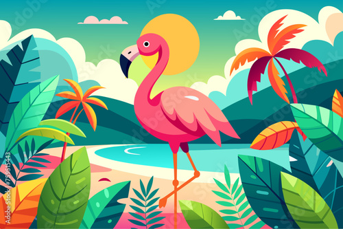 flamingo background is tree