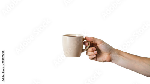 Hand holding a steaming cup of coffee