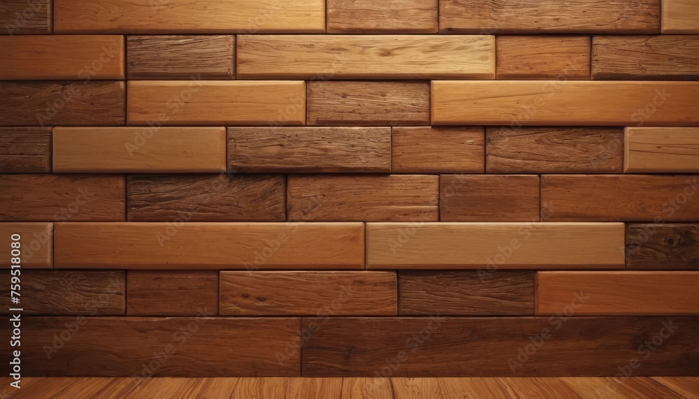 Tiled wall in the style of a timber wall. Blocks of natural wood and tile wallpaper. Tiled wall in the style of a timber wall. Blocks of natural wood and tile wallpaper.
