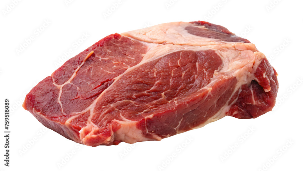Fresh Raw Beef Steak and Pork Meat Fillet on White Background