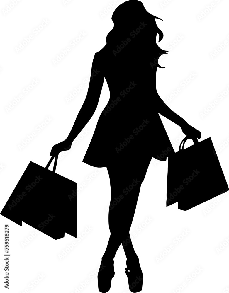Shopping Female Black Vector Silhouette
