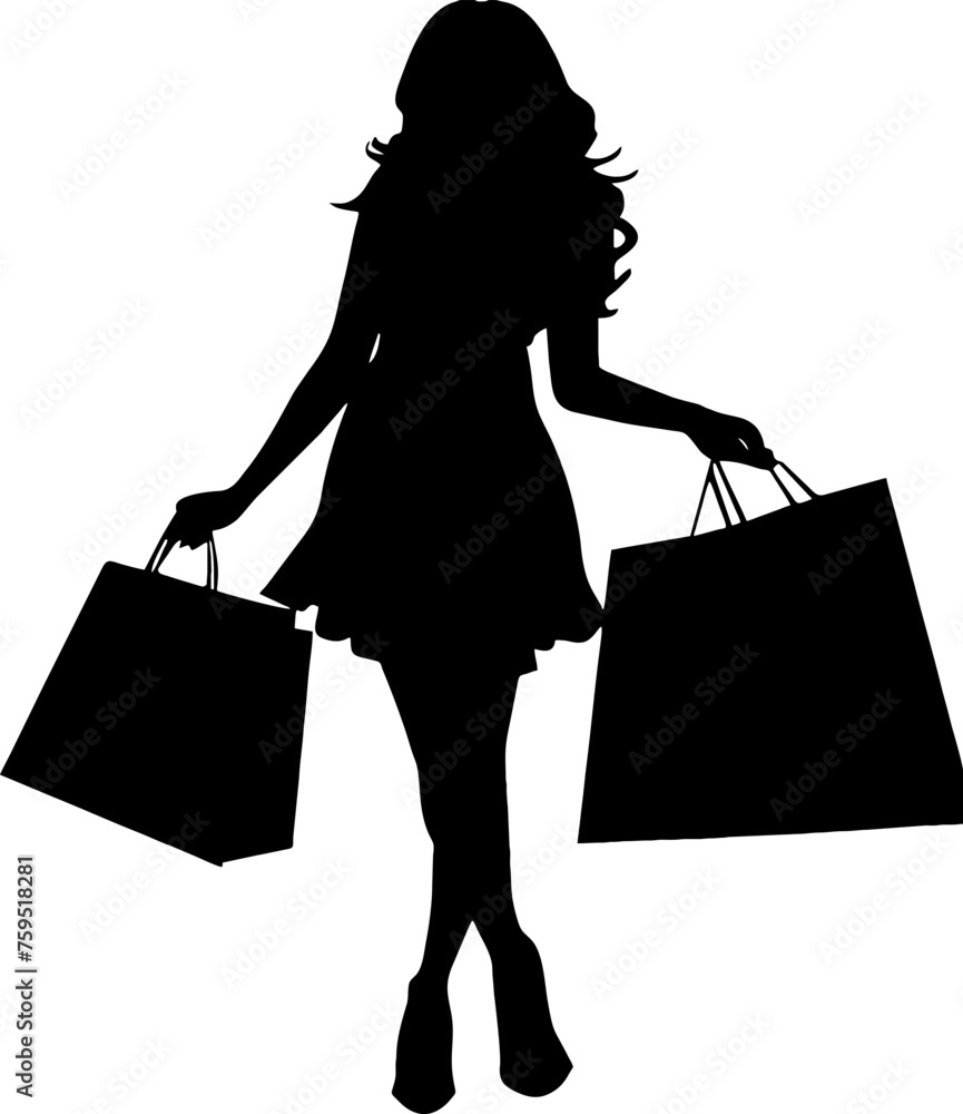 Shopping Female Black Vector Silhouette