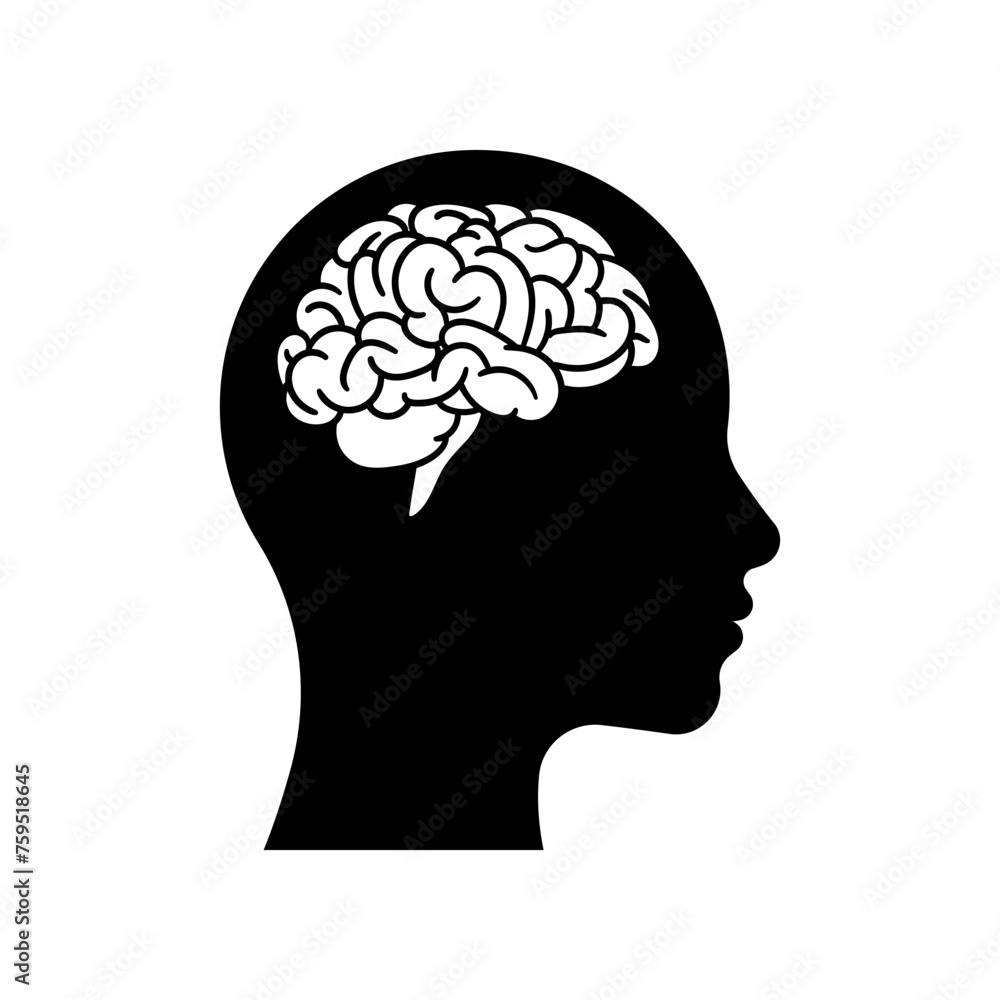 Head with brain icon vector isolated on white background. Head with brain icon vector isolated on white background.