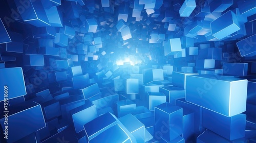 dynamic blue abstract cube background