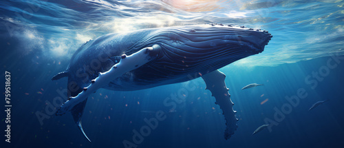 Surrealist Animation of a Humpback Whale in the Sky