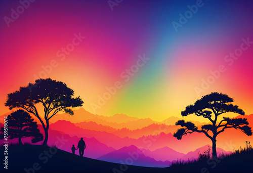 Silhouette Gradient Background  Gradient  Background  Silhouette  Shadow  Landscape  AI Generated.