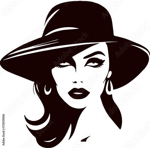 Fashion Female with Cap Black Vector Silhouette © Nishat