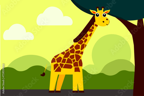 giraffe cute background is tree