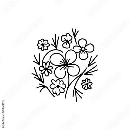 Flower doodle drawing lines vector illuatratoion © AMORNRAT