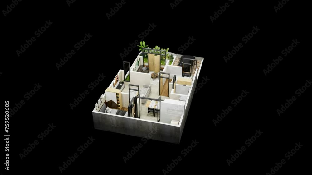 3d rendering floor plan of a house top view. minimalist house 84 square meters with 2 bedrooms 3d rendering floor plan of a house top view. minimalist house 84 square meters with 2 bedrooms