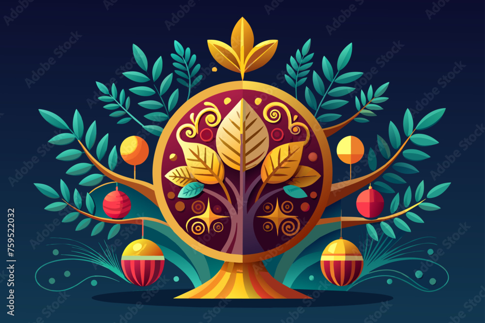 3d ornament background is tree 3d ornament background is tree