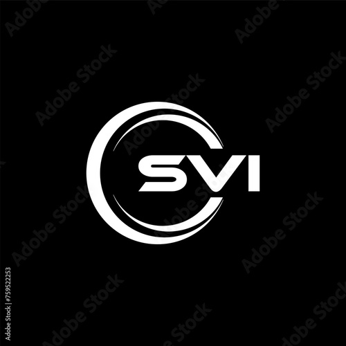 SVI letter logo design with black background in illustrator, cube logo, vector logo, modern alphabet font overlap style. calligraphy designs for logo, Poster, Invitation, etc. photo