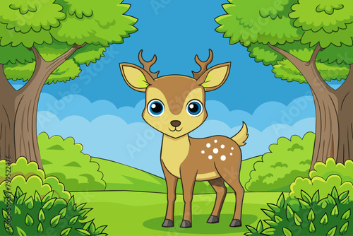animal deer cute background is tree
