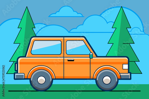 auto suv cute background is tree