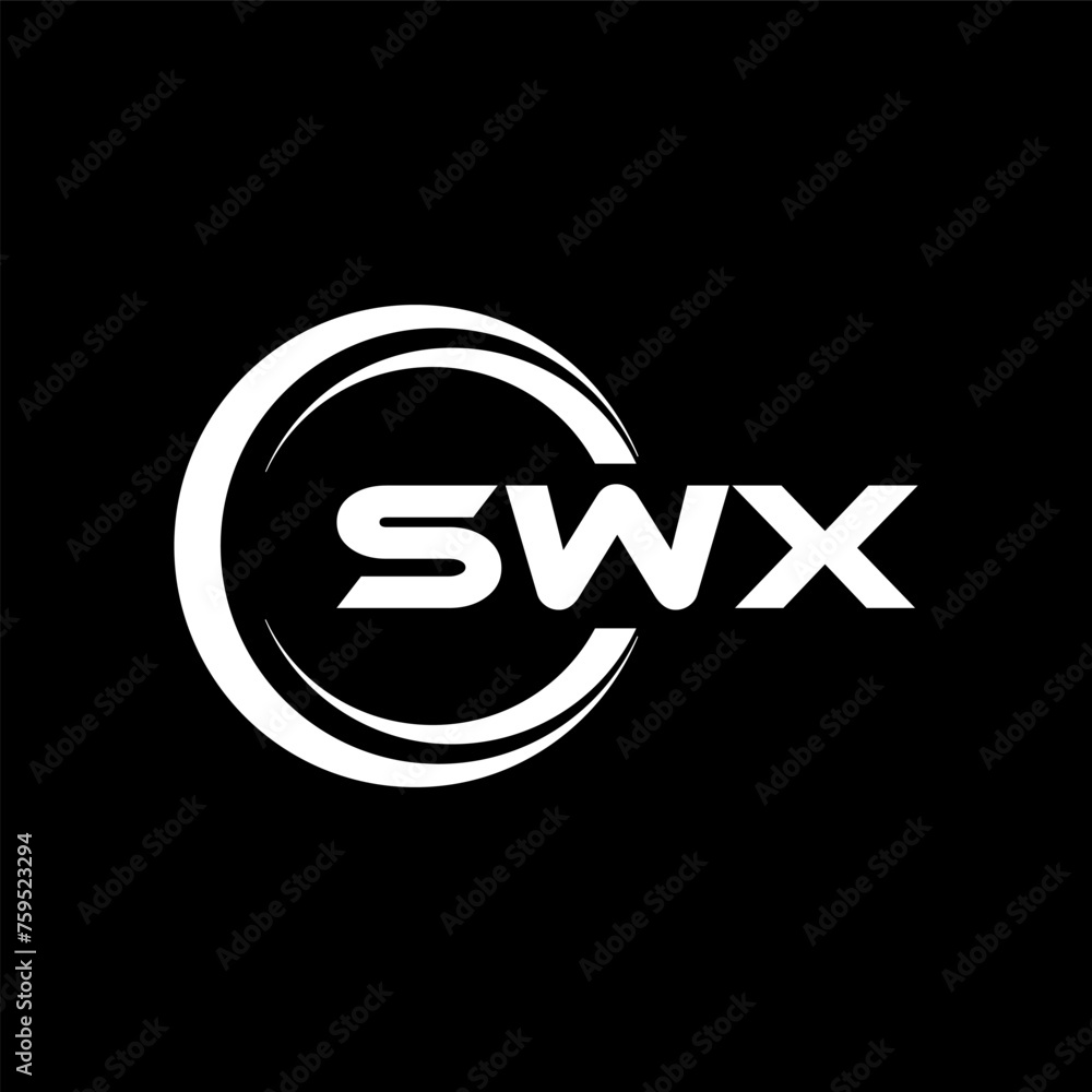 SWX letter logo design with black background in illustrator, cube logo