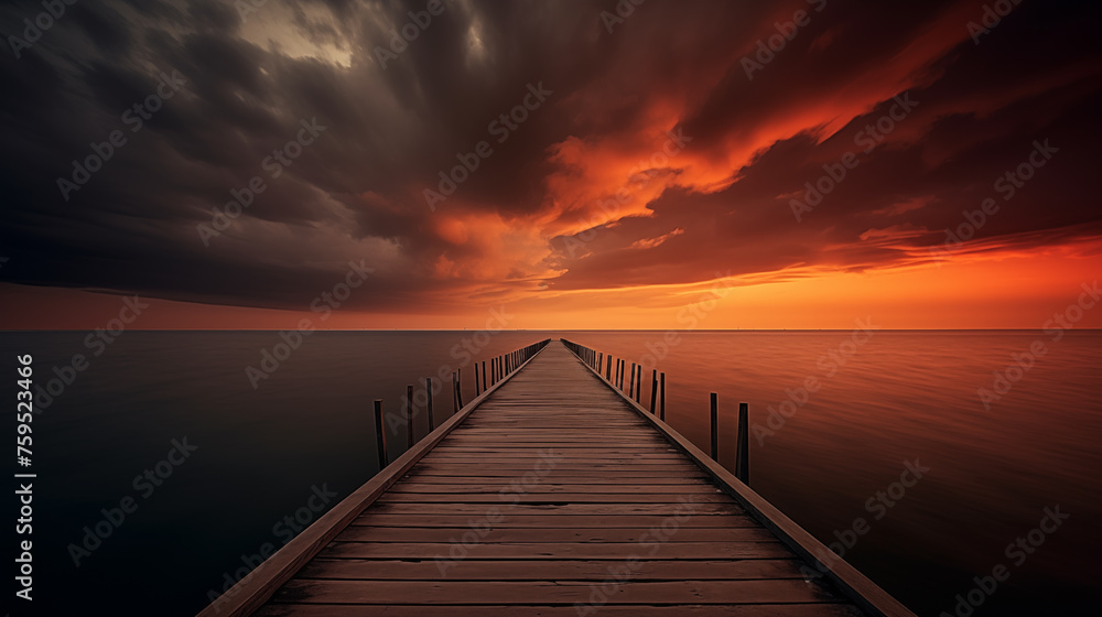a dock leading to the water