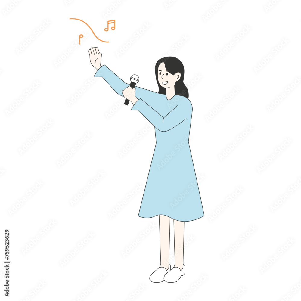 Musicians singing in a singing contest. Characters playing guitar or dancing and singing in various poses. flat design style minimal vector illustration. Musicians singing in a singing contest. Characters playing guitar or dancing and singing in various poses. flat design style minimal vector illustration.