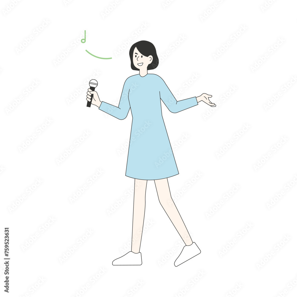 Musicians singing in a singing contest. Characters playing guitar or dancing and singing in various poses. flat design style minimal vector illustration. Musicians singing in a singing contest. Characters playing guitar or dancing and singing in various poses. flat design style minimal vector illustration.