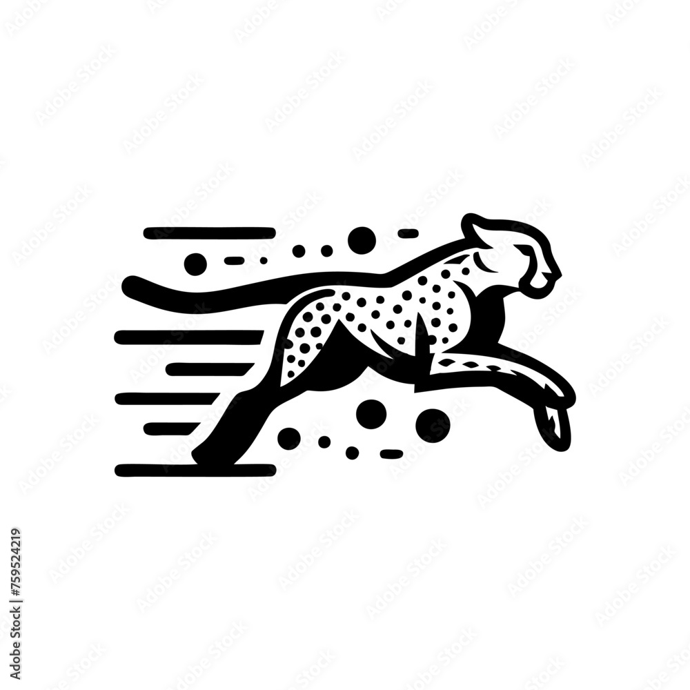 Fototapeta premium fast running cheetah animal vector logo. cheetah logo design
