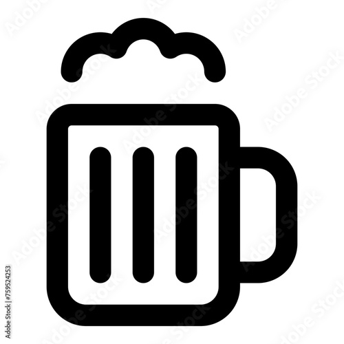 Beer icon in outline style. Simple drink glass vector illustration — pixel-perfect icon.