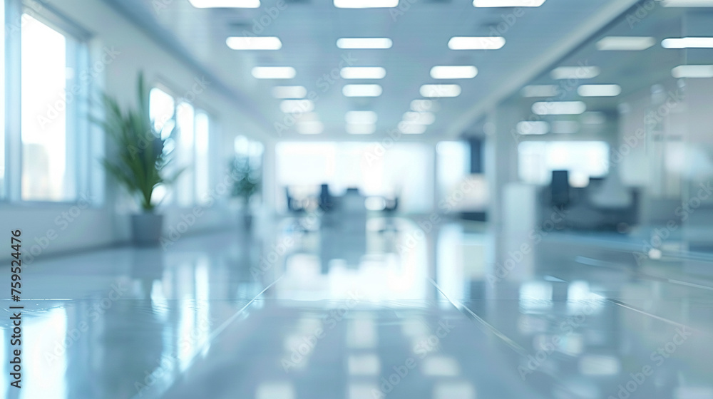 Blur focus of White open space office interior Blur focus of White open space office interior
